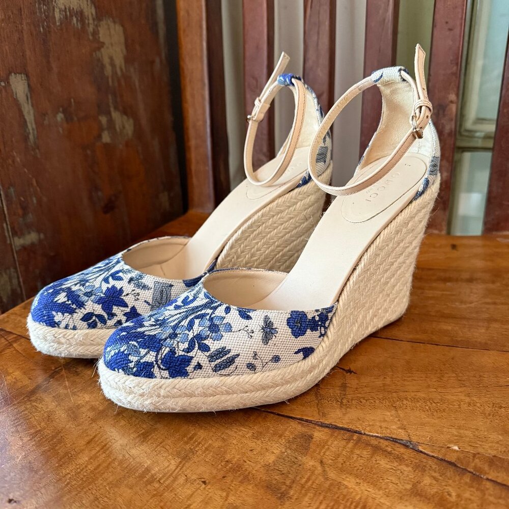 Gucci Cruise 2007 Runway Flora Espadrille Wedges – 7.5